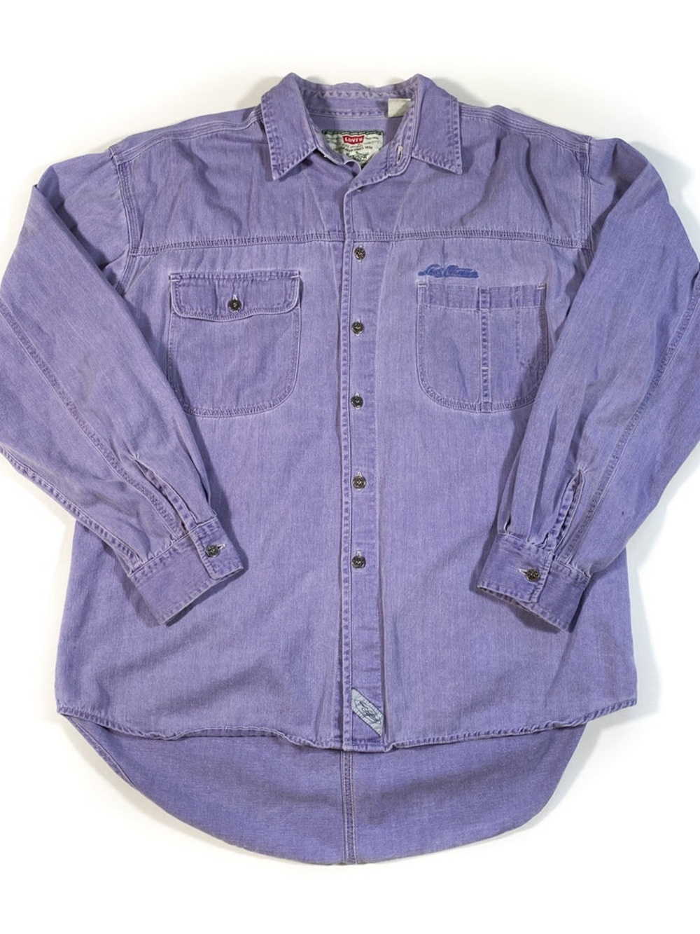 VINTAGE LEVIS POCKET PURPLE DENIM SHIRT 1990S size large